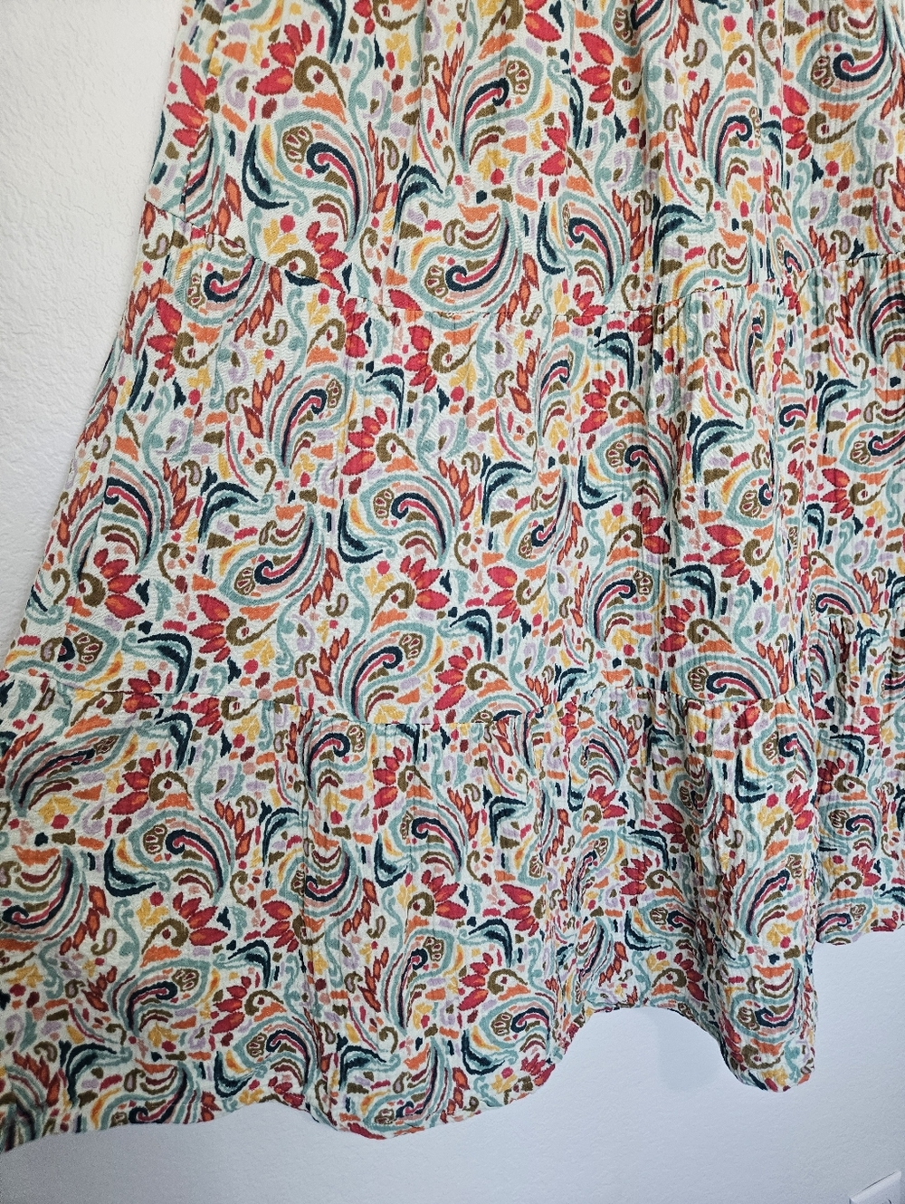 Marine Layer | Corrine Paisley Multi Double Cloth Cotton Maxi Skirt Womens Large - Picture 7 of 10